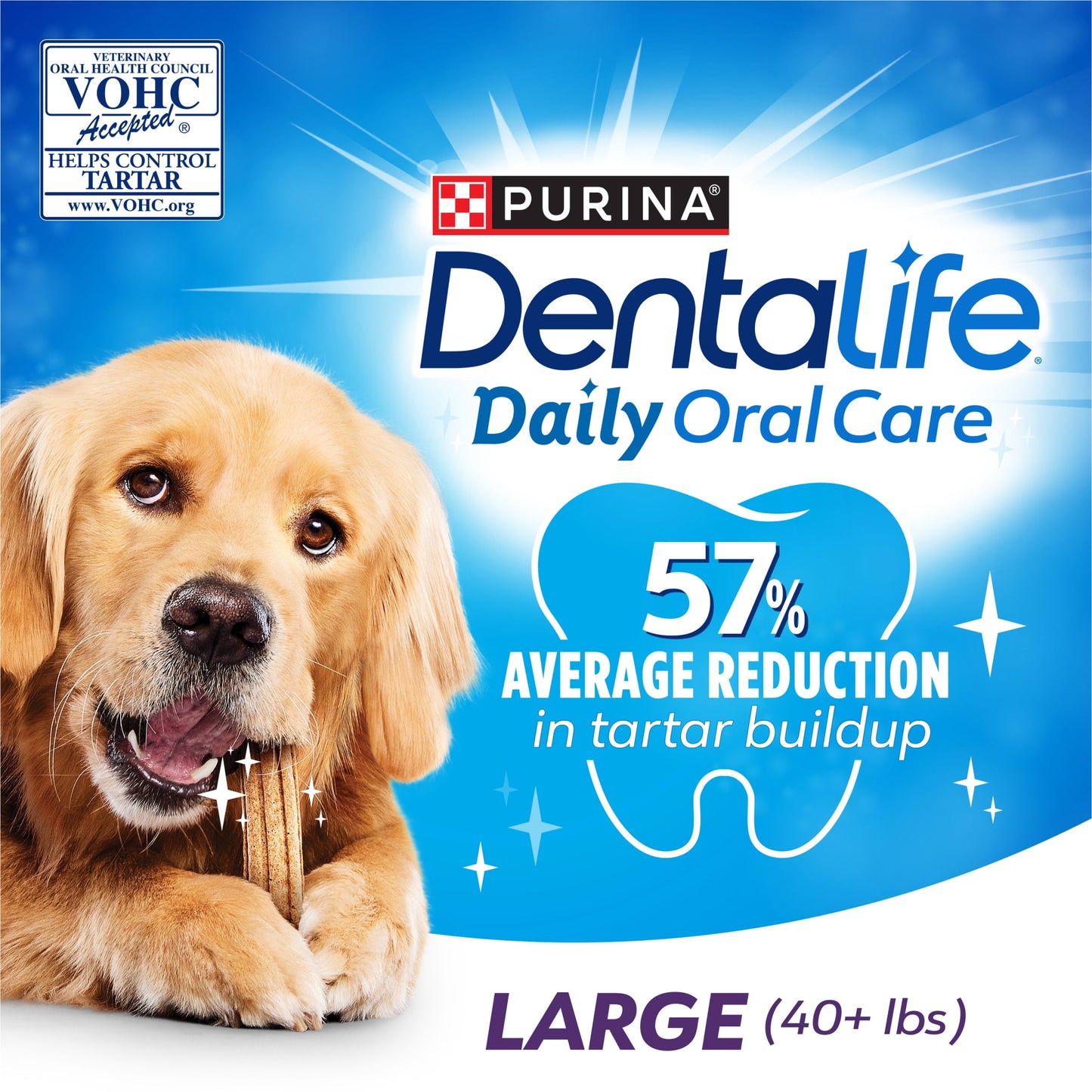 Purina  Daily Oral Care Chicken Flavor Large Breed Dog Dental Chews – 20.7 Oz Pouch (18Ct)